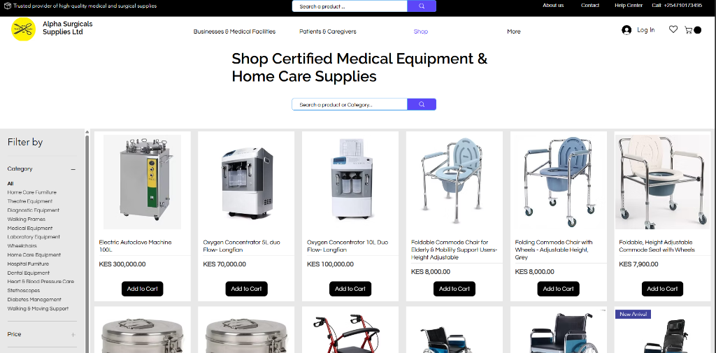 Alpha Surgicals Website